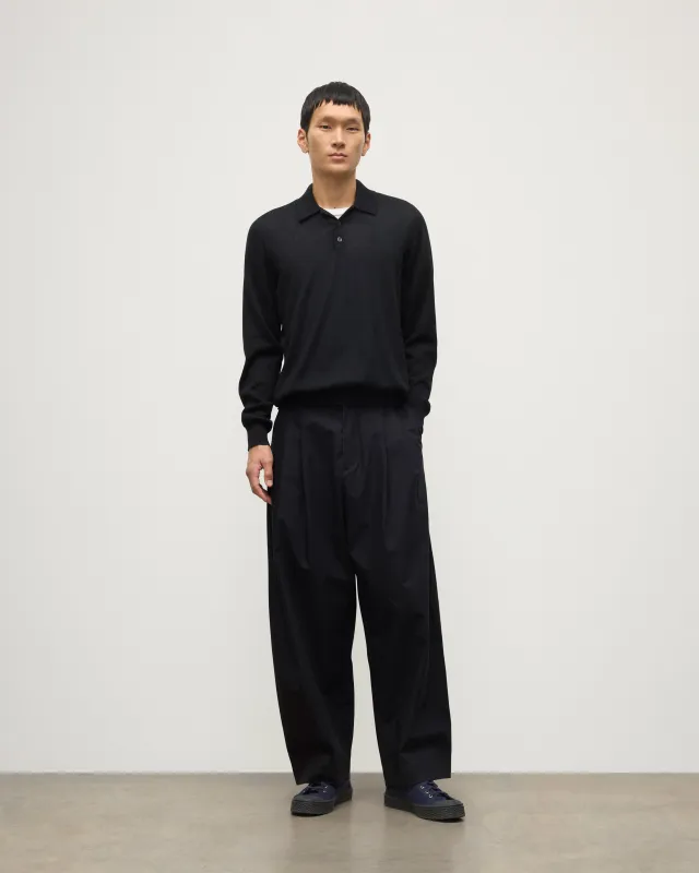 Fin Black Superfine Cashmere Polo Shirt sold by Johnstons of Elgin