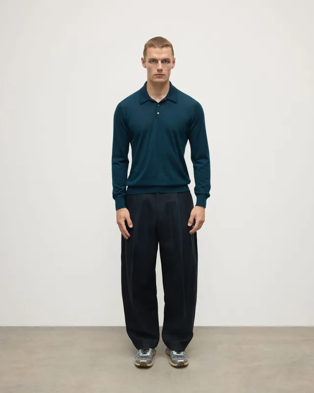 Bottle Green Superfine Cashmere Polo Shirt sold by Johnstons of Elgin