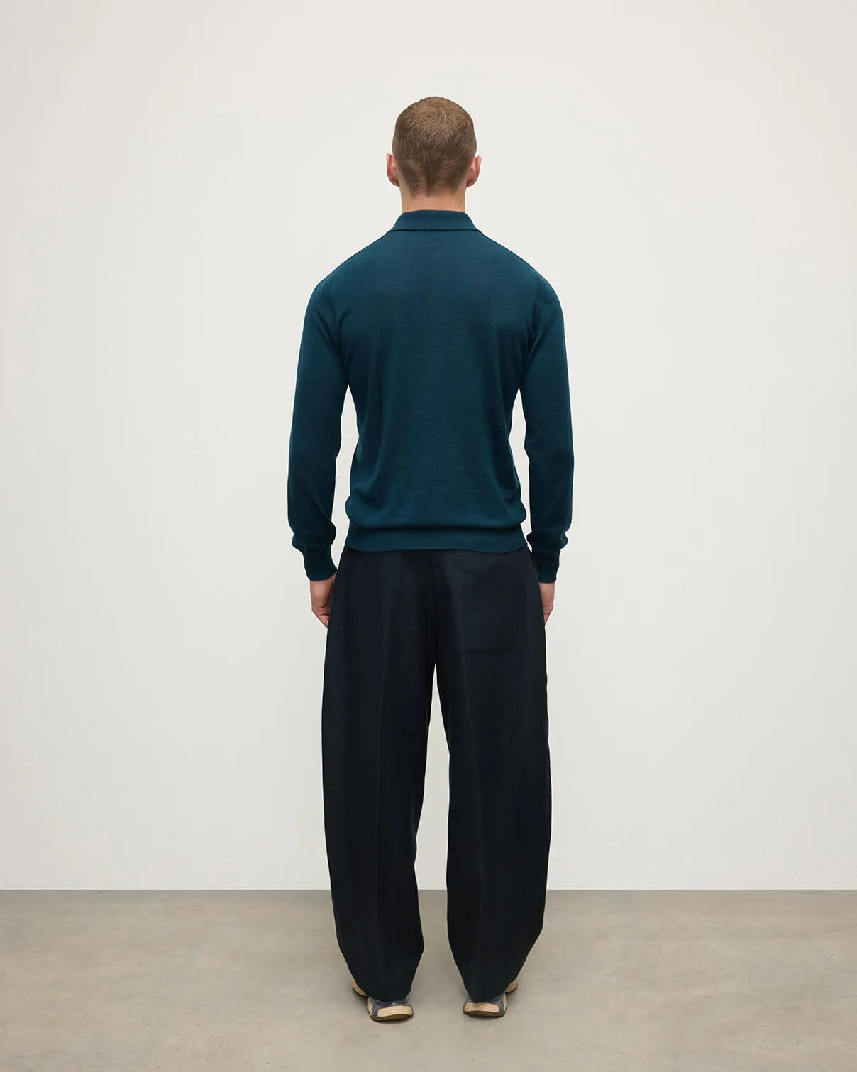 Bottle Green Superfine Cashmere Polo Shirt sold by Johnstons of Elgin product image thumbnail 4