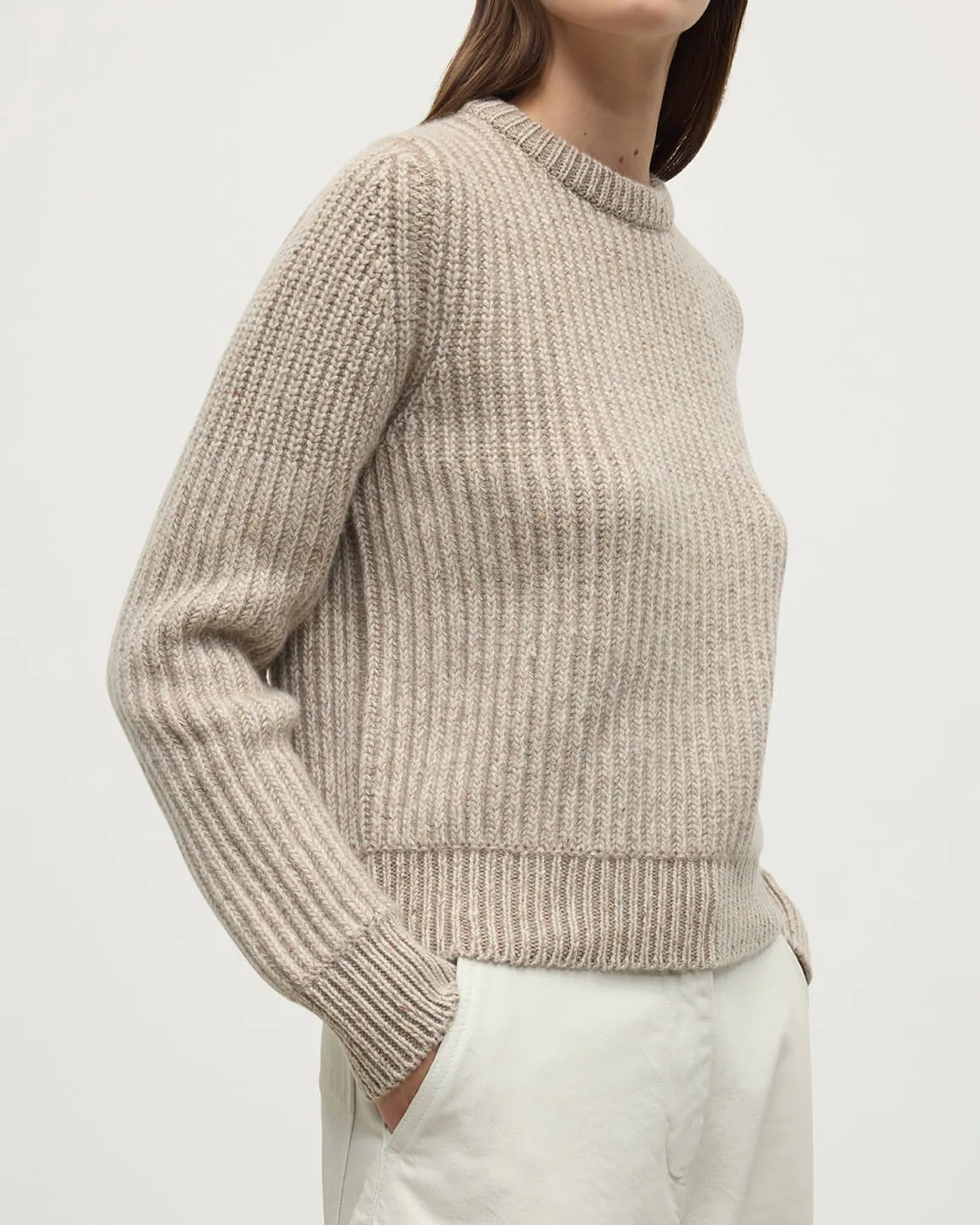 High Neck Donegal Cashmere Cream Jumper sold by Johnstons of Elgin product image thumbnail 5