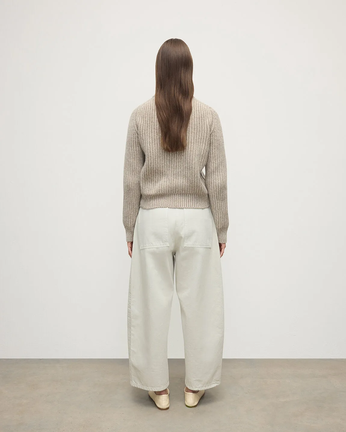 High Neck Donegal Cashmere Cream Jumper sold by Johnstons of Elgin product image thumbnail 4