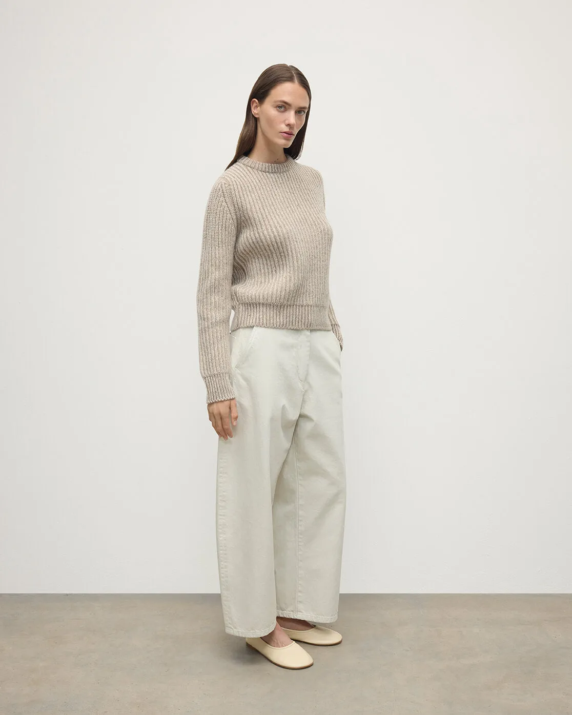 High Neck Donegal Cashmere Cream Jumper sold by Johnstons of Elgin product image thumbnail 3