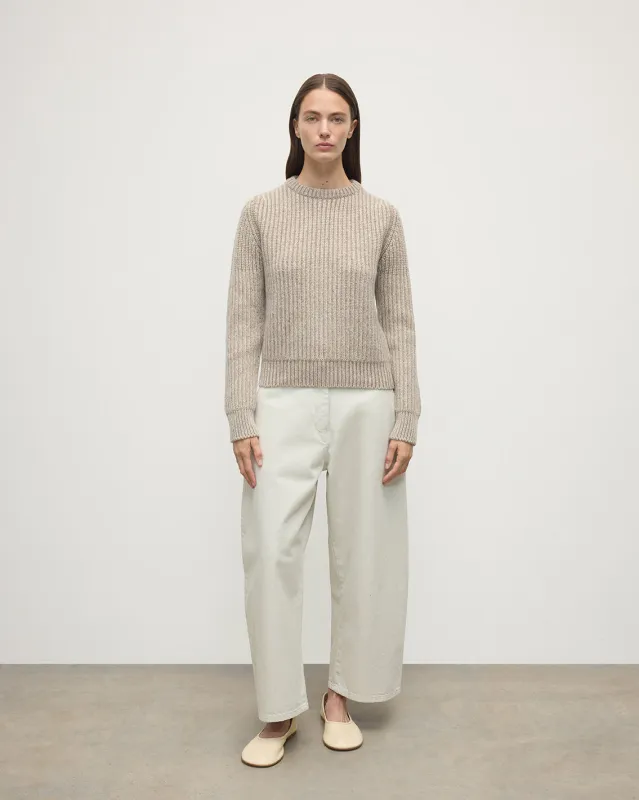 High Neck Donegal Cashmere Cream Jumper sold by Johnstons of Elgin