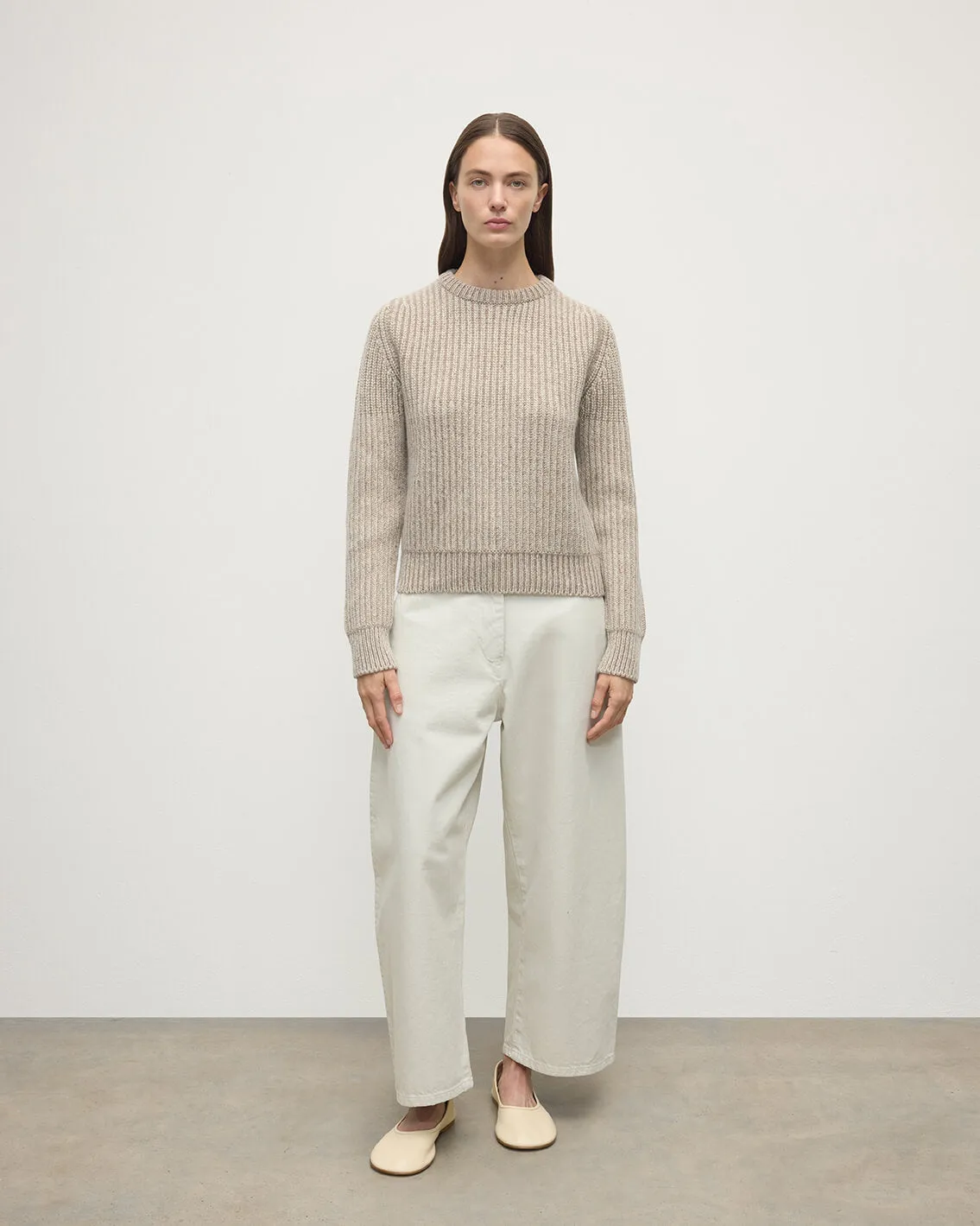 High Neck Donegal Cashmere Cream Jumper sold by Johnstons of Elgin