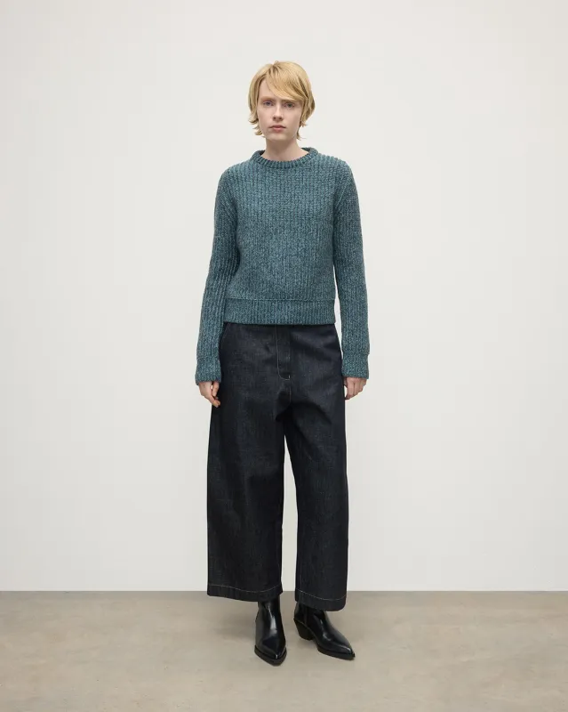 High Neck Donegal Cashmere Blue Jumper sold by Johnstons of Elgin