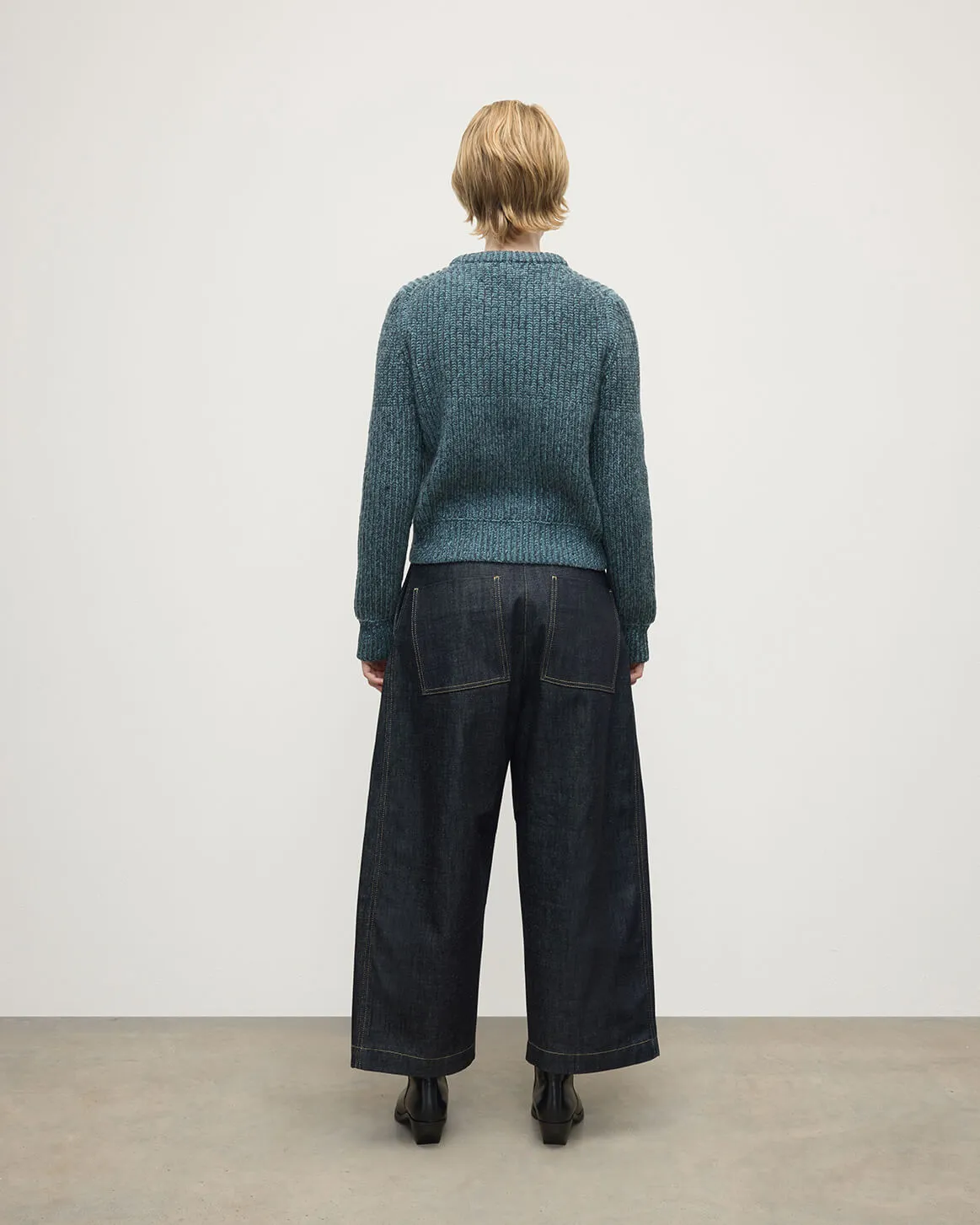 High Neck Donegal Cashmere Blue Jumper sold by Johnstons of Elgin product image thumbnail 4