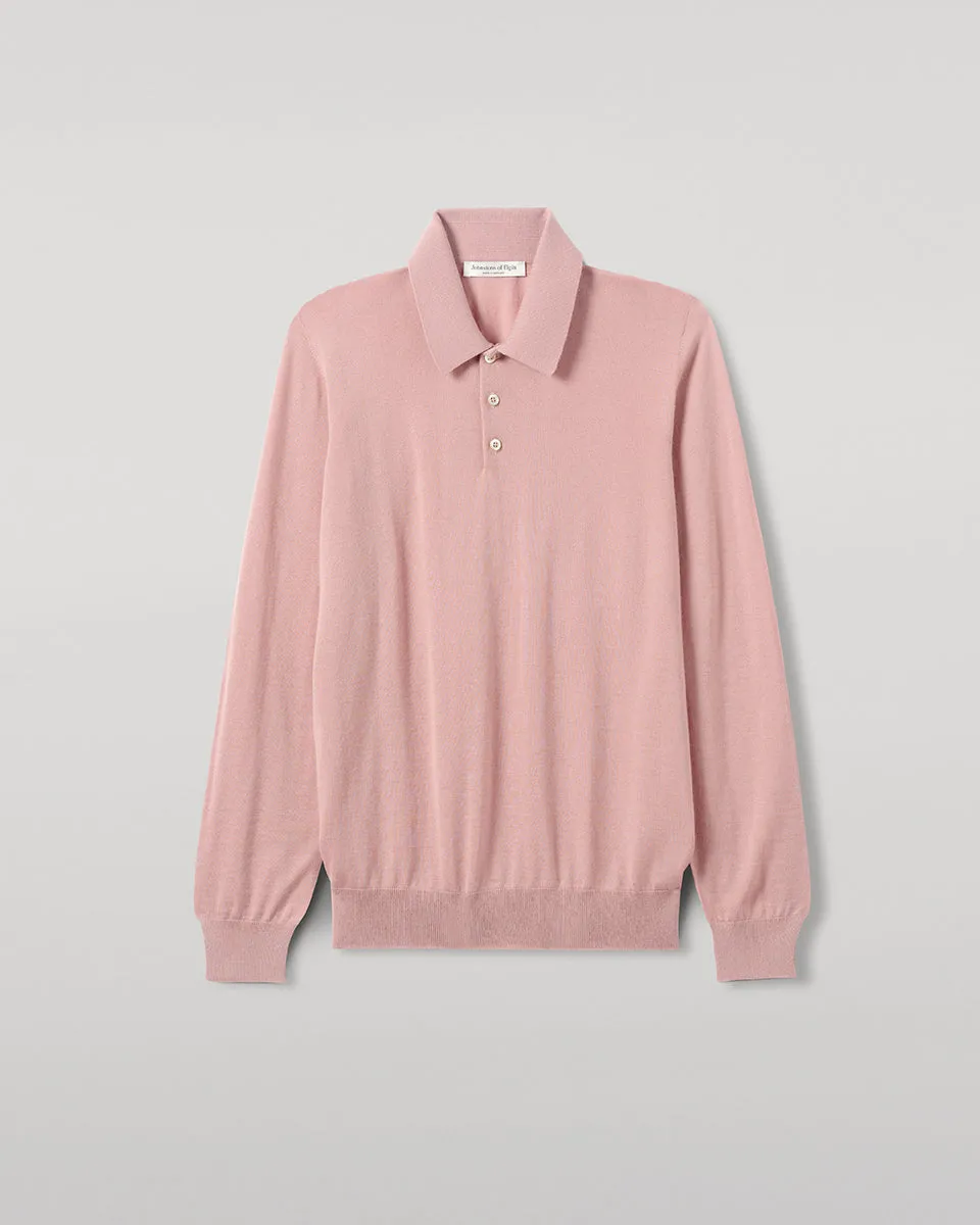 Pink Superfine Cashmere Polo Shirt sold by Johnstons of Elgin product image thumbnail 2