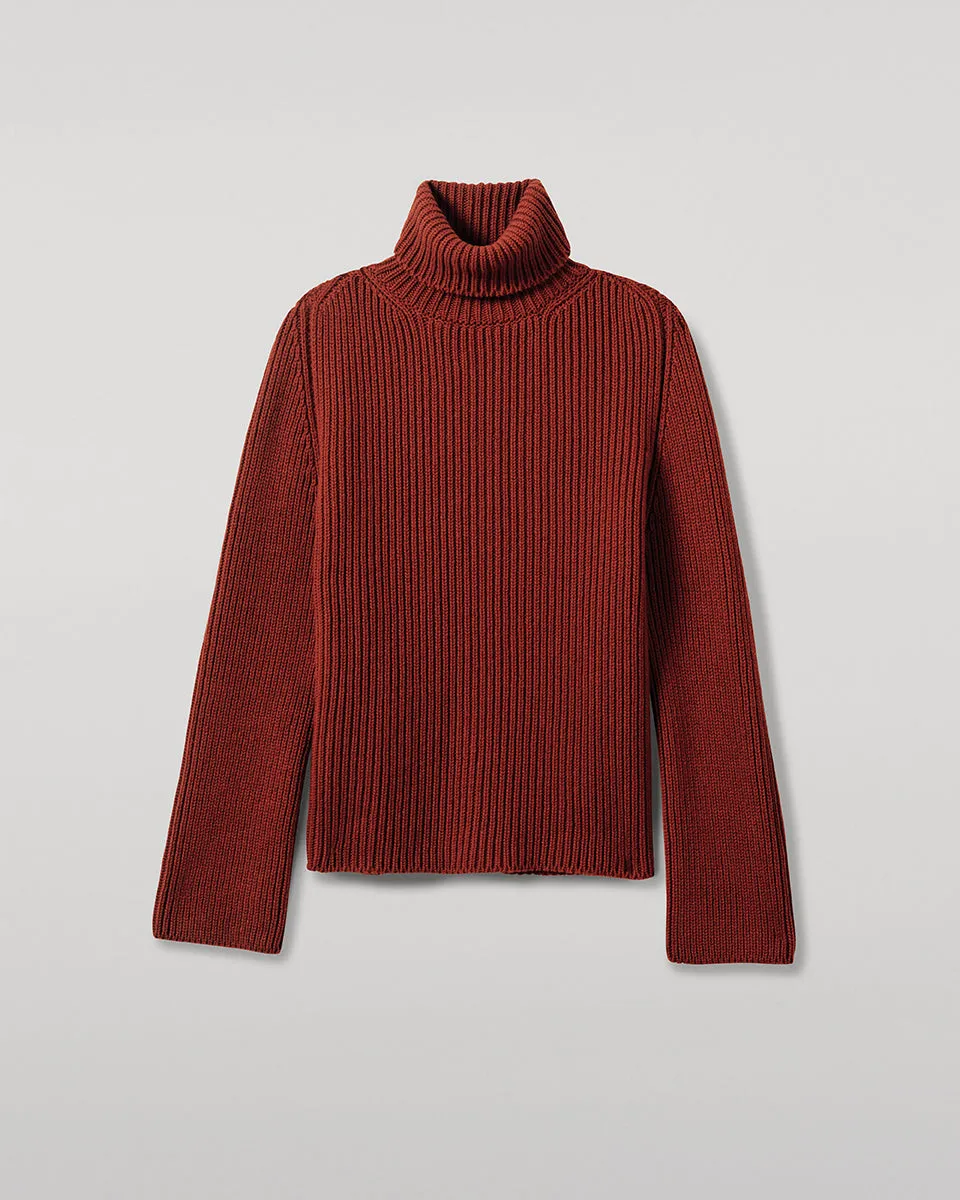 Roll-Collar Dark Red Cashmere Jumper sold by Johnstons of Elgin product image thumbnail 2