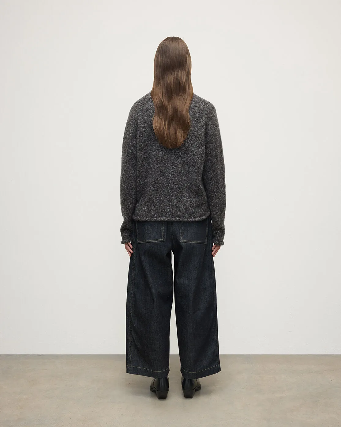 Brushed Cashmere-Silk Dark Grey Jumper sold by Johnstons of Elgin product image thumbnail 4