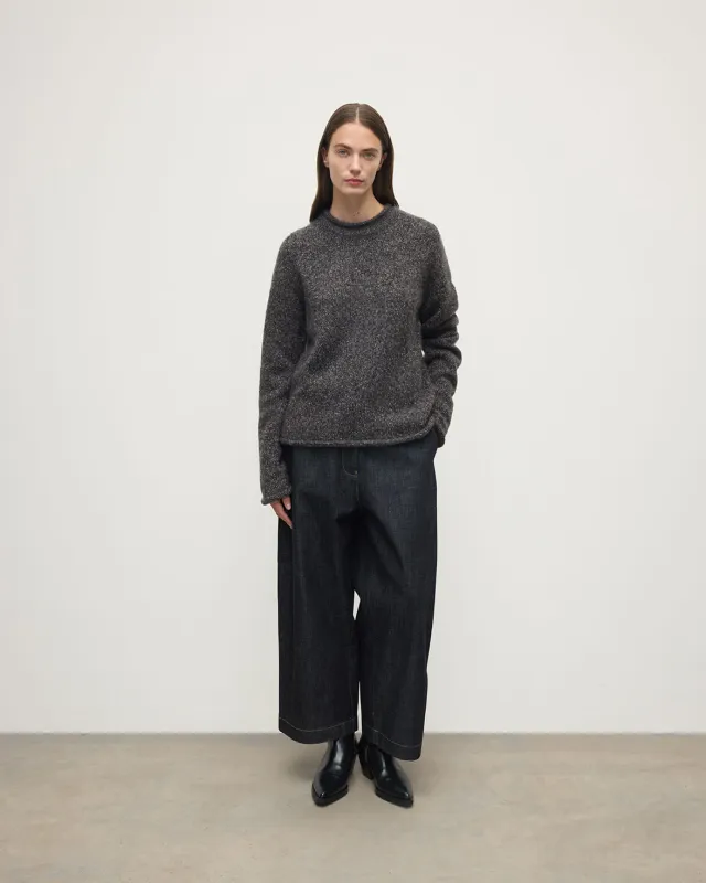 Brushed Cashmere-Silk Dark Grey Jumper sold by Johnstons of Elgin