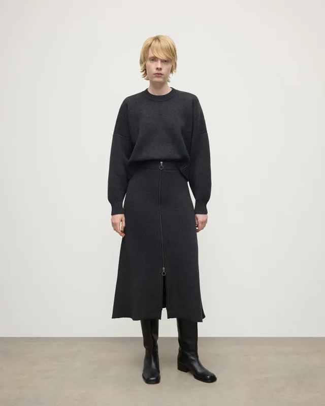 A-Line Milano Dark Grey Cashmere Skirt sold by Johnstons of Elgin