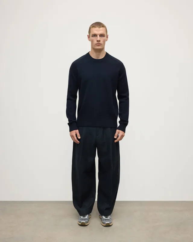 Superfine Merino Relaxed Dark Navy Jumper sold by Johnstons of Elgin