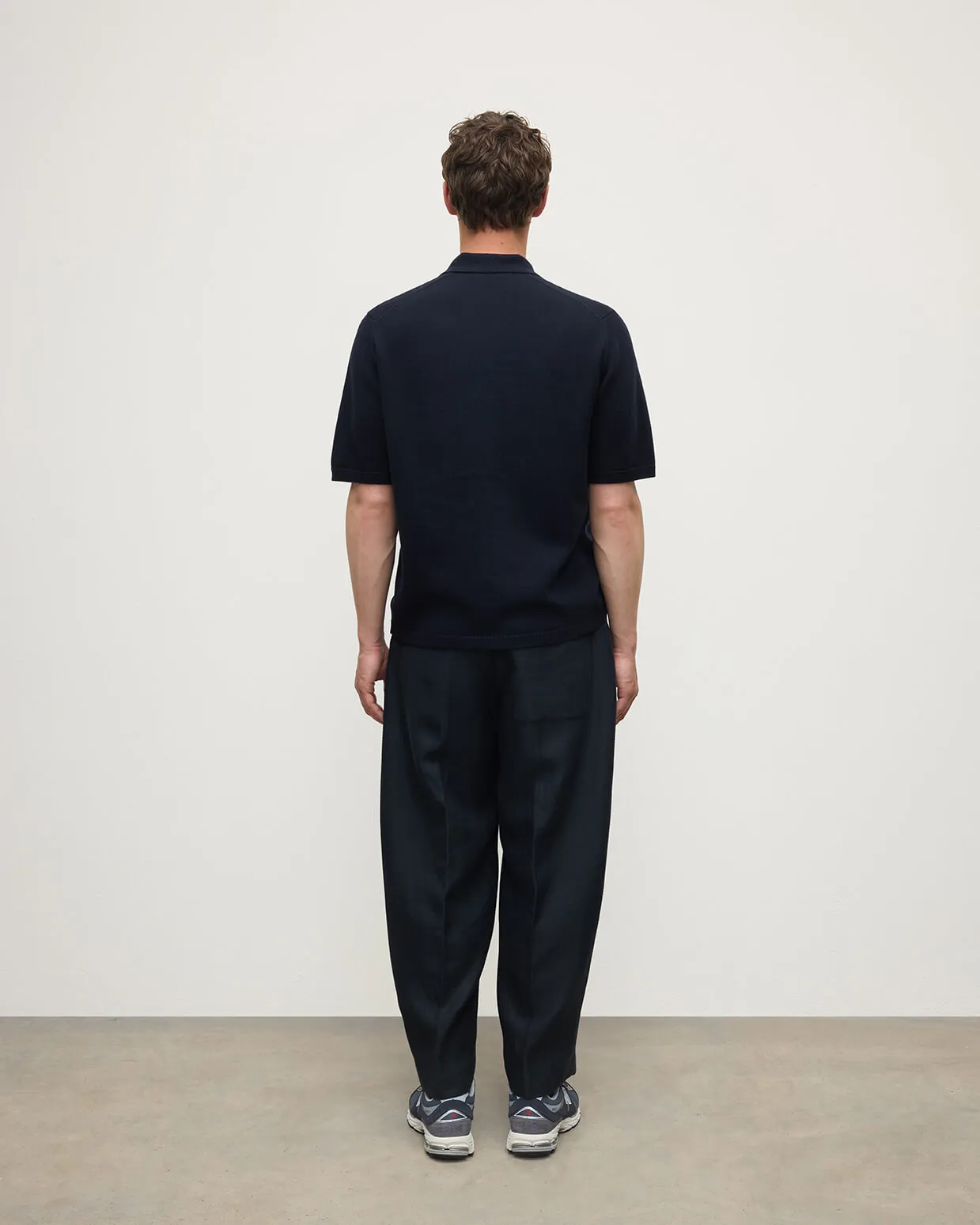 Superfine Merino Relaxed Dark Navy Polo Shirt sold by Johnstons of Elgin product image thumbnail 4