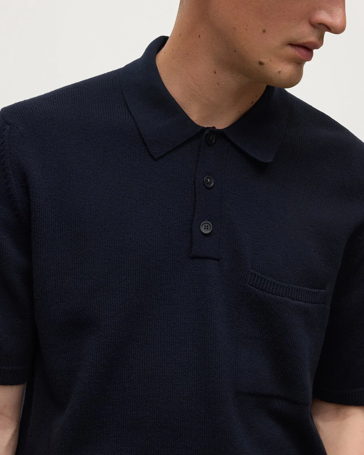 Superfine Merino Relaxed Dark Navy Polo Shirt sold by Johnstons of Elgin product image thumbnail 5