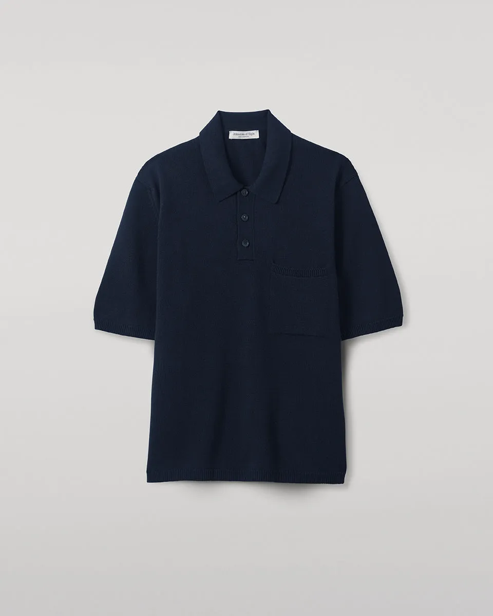 Superfine Merino Relaxed Dark Navy Polo Shirt sold by Johnstons of Elgin product image thumbnail 2
