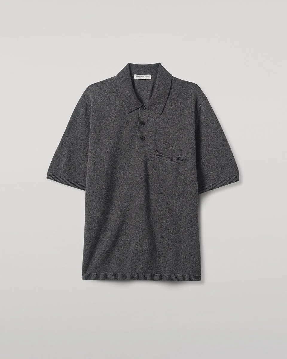 Superfine Merino Relaxed Charcoal Polo Shirt sold by Johnstons of Elgin product image thumbnail 2
