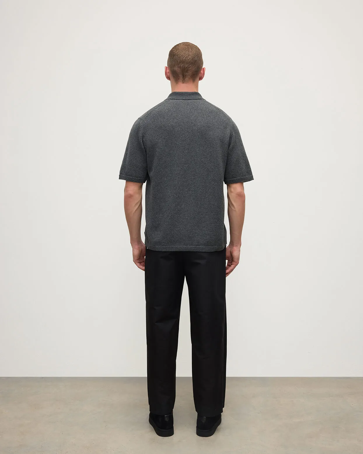 Superfine Merino Relaxed Charcoal Polo Shirt sold by Johnstons of Elgin product image thumbnail 4
