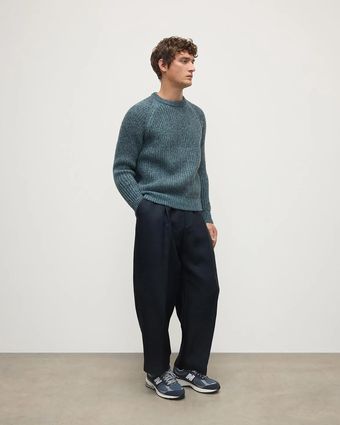 Ribbed Donegal Cashmere Blue Jumper sold by Johnstons of Elgin product image thumbnail 3