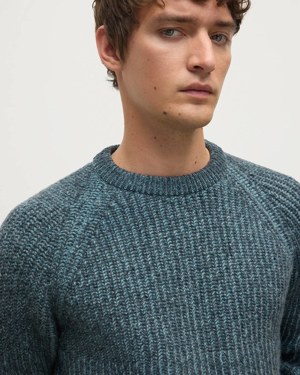 Ribbed Donegal Cashmere Blue Jumper sold by Johnstons of Elgin product image thumbnail 5