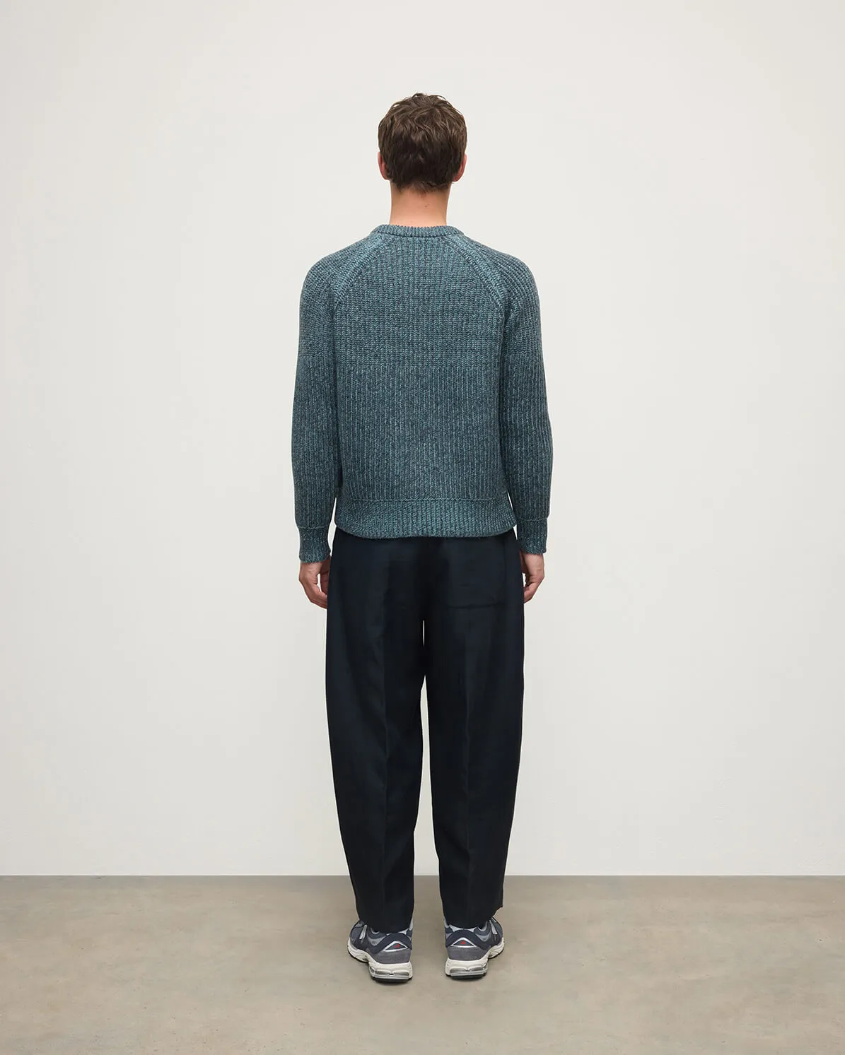 Ribbed Donegal Cashmere Blue Jumper sold by Johnstons of Elgin product image thumbnail 4