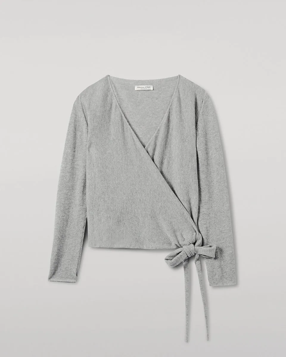 Ballet Wrap Light Grey Cashmere Cardigan sold by Johnstons of Elgin product image thumbnail 2