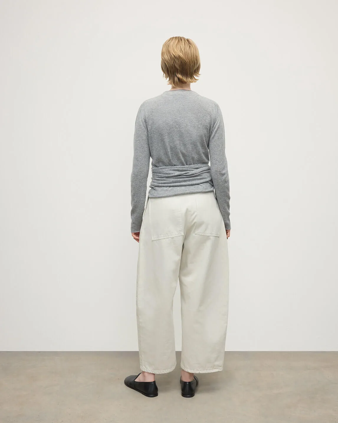 Ballet Wrap Light Grey Cashmere Cardigan sold by Johnstons of Elgin product image thumbnail 4