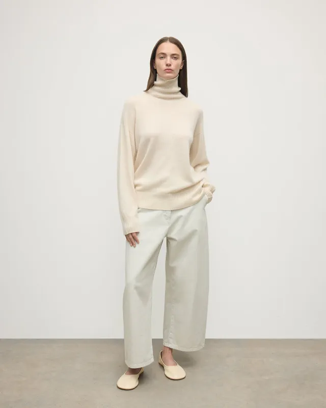 Gauzy Cashmere Cream Roll Neck Jumper made by Johnstons of Elgin