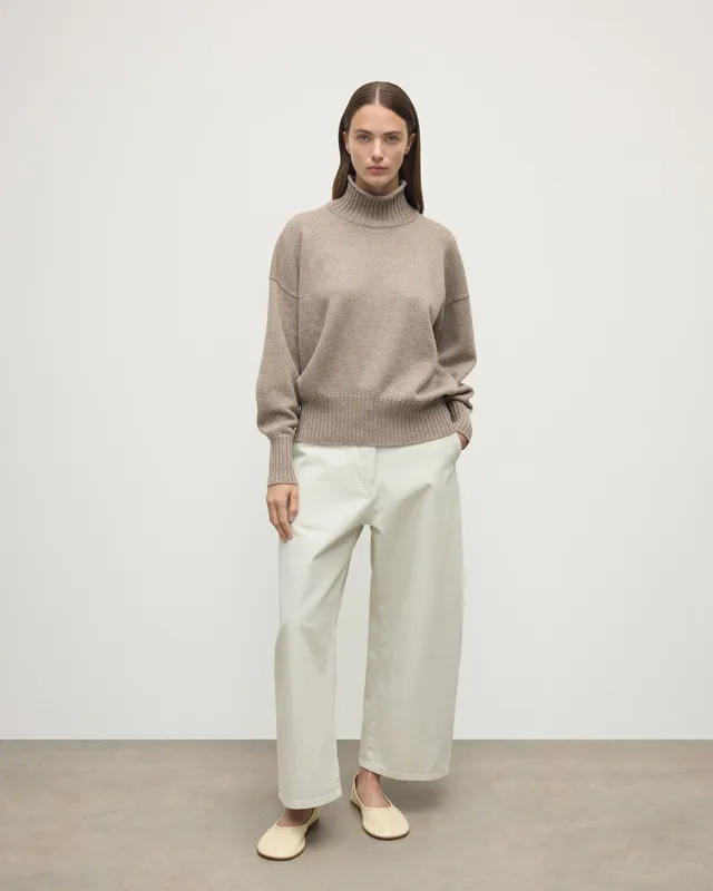 High Neck Light Brown Cashmere Jumper sold by Johnstons of Elgin