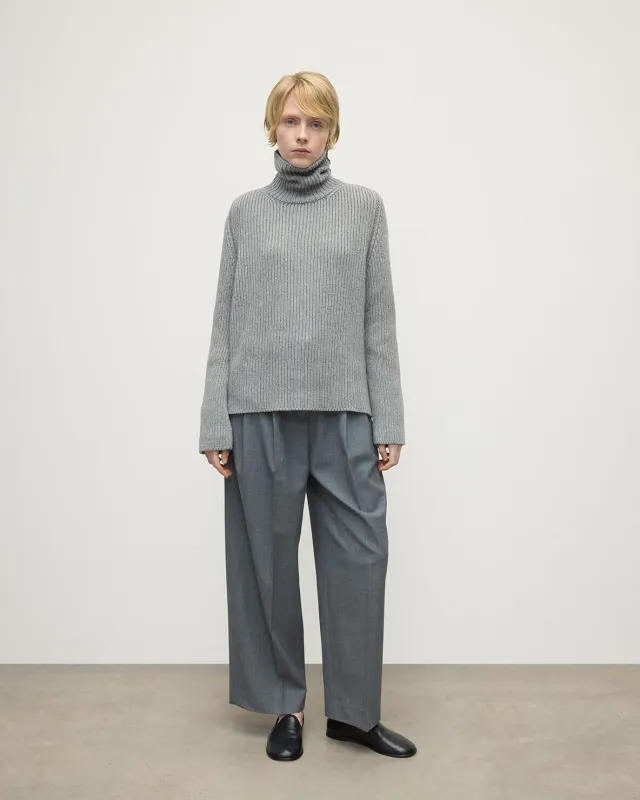 Roll-Collar Light Grey Cashmere Jumper sold by Johnstons of Elgin