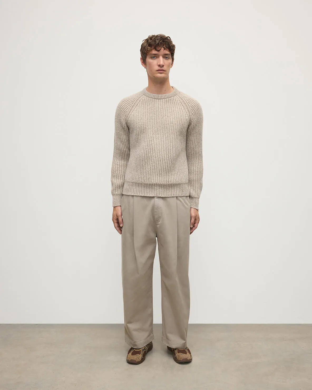 Ribbed Donegal Cashmere Cream Jumper sold by Johnstons of Elgin