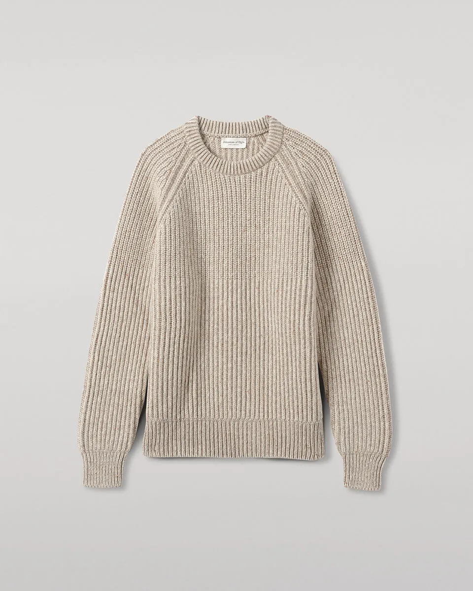Ribbed Donegal Cashmere Cream Jumper sold by Johnstons of Elgin product image thumbnail 2