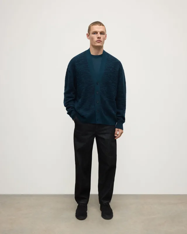 Plaited Texture Dark Green Cashmere Cardigan sold by Johnstons of Elgin