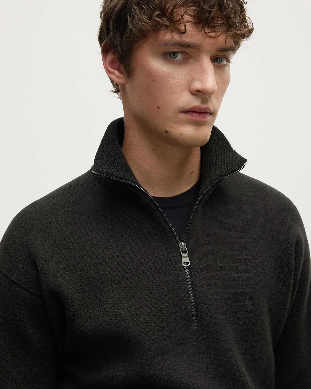 Double Face Dark Grey Half Zip Jumper sold by Johnstons of Elgin product image thumbnail 5