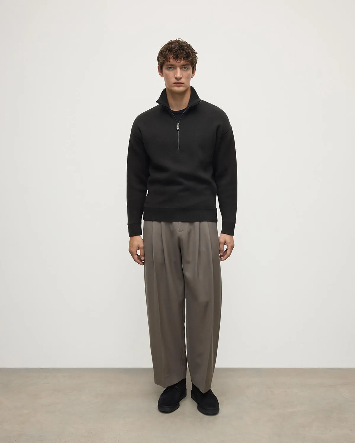 Double Face Dark Grey Half Zip Jumper sold by Johnstons of Elgin