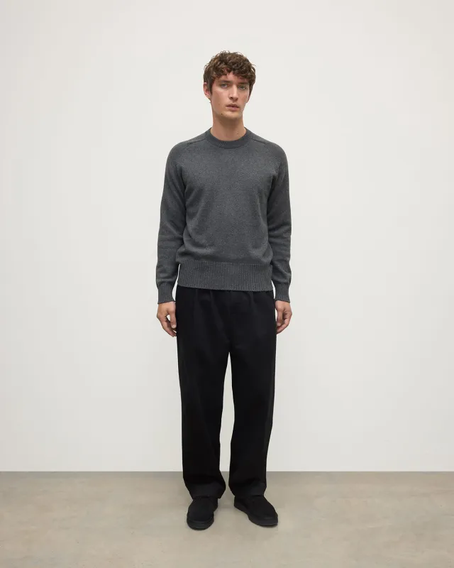 Superfine Merino Relaxed Dark Grey Jumper sold by Johnstons of Elgin