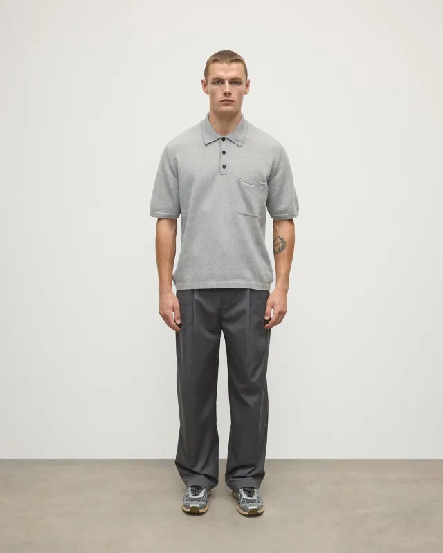 Superfine Merino Relaxed Light Grey Polo Shirt sold by Johnstons of Elgin