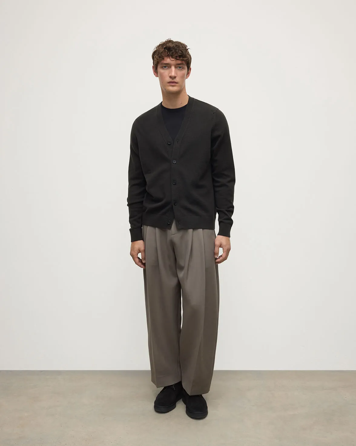 Classic Cashmere Dark Grey Cardigan sold by Johnstons of Elgin