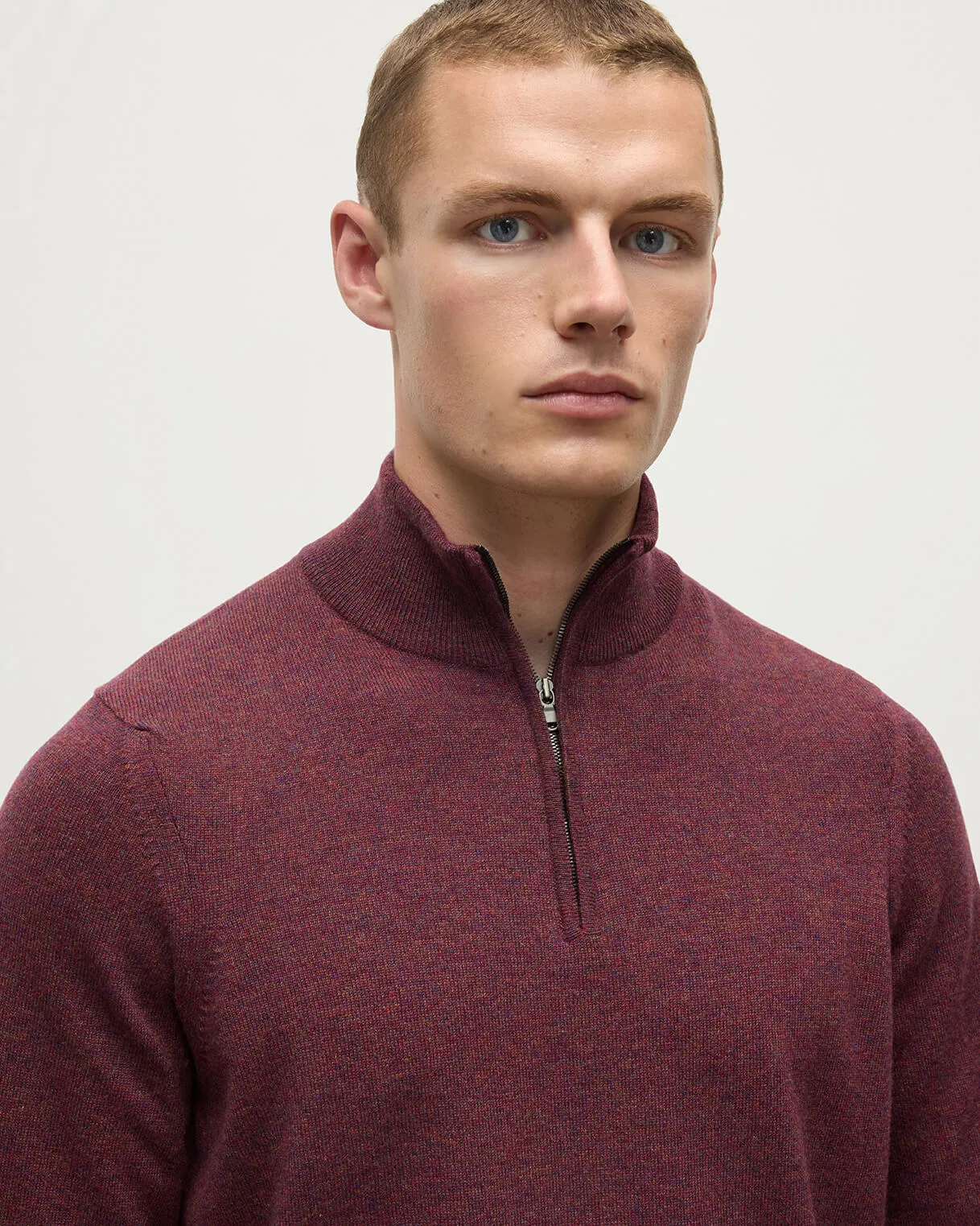 Classic Cashmere Purple Zip Neck Jumper sold by Johnstons of Elgin product image thumbnail 5