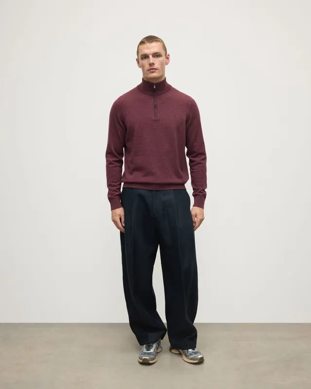 Classic Cashmere Purple Zip Neck Jumper made by Johnstons of Elgin