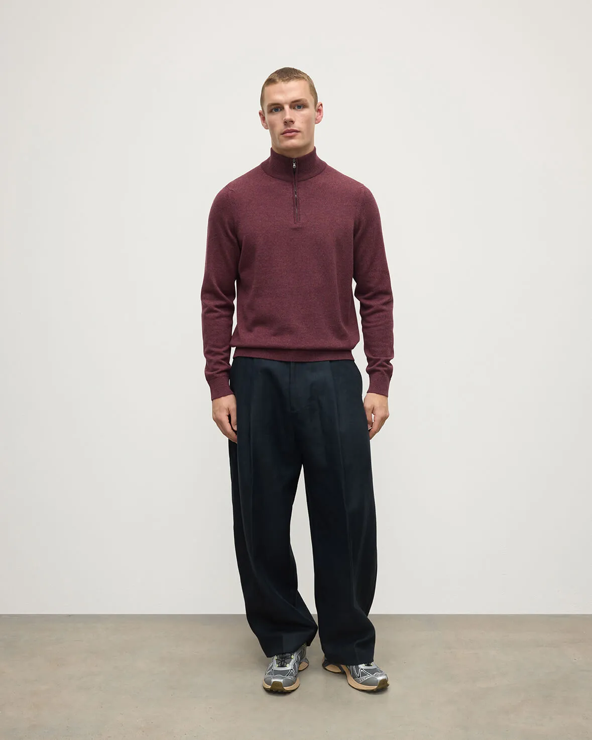 Classic Cashmere Purple Zip Neck Jumper sold by Johnstons of Elgin