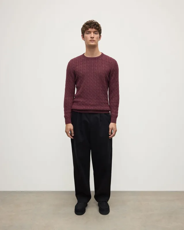 Cable Knit Purple Cashmere Jumper sold by Johnstons of Elgin