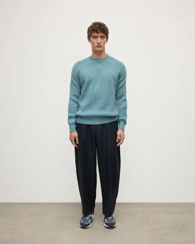 Contrast Neck Green Cashmere Jumper sold by Johnstons of Elgin