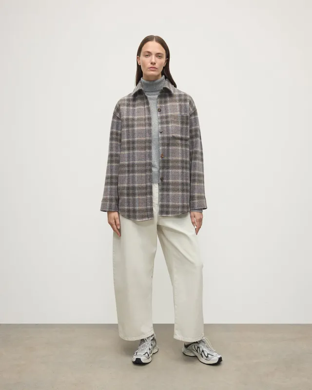 Slate Tweed Check Oversized Shirt sold by Johnstons of Elgin