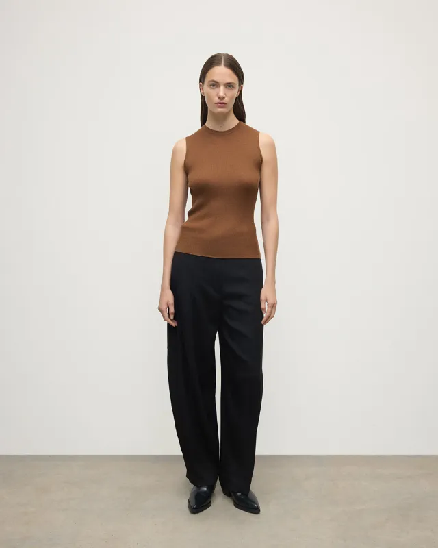 Sleeveless Dark Camel Tank Top sold by Johnstons of Elgin