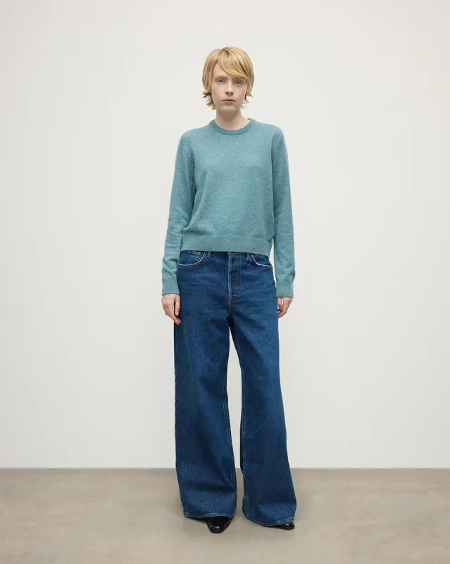 Classic Cashmere Green Round Neck Jumper sold by Johnstons of Elgin