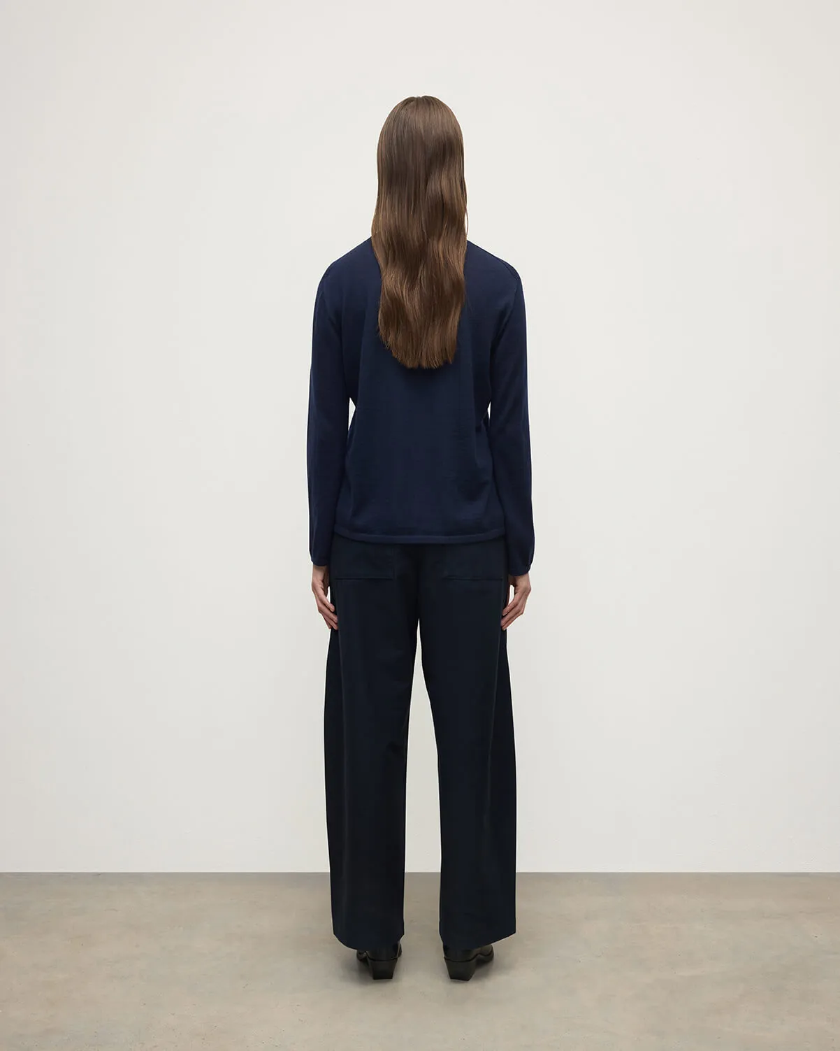 Superfine Cashmere Dark Navy Jumper sold by Johnstons of Elgin product image thumbnail 3