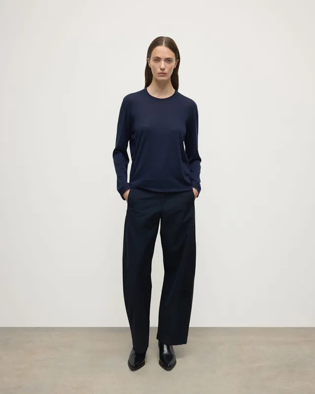 Superfine Cashmere Dark Navy Jumper sold by Johnstons of Elgin