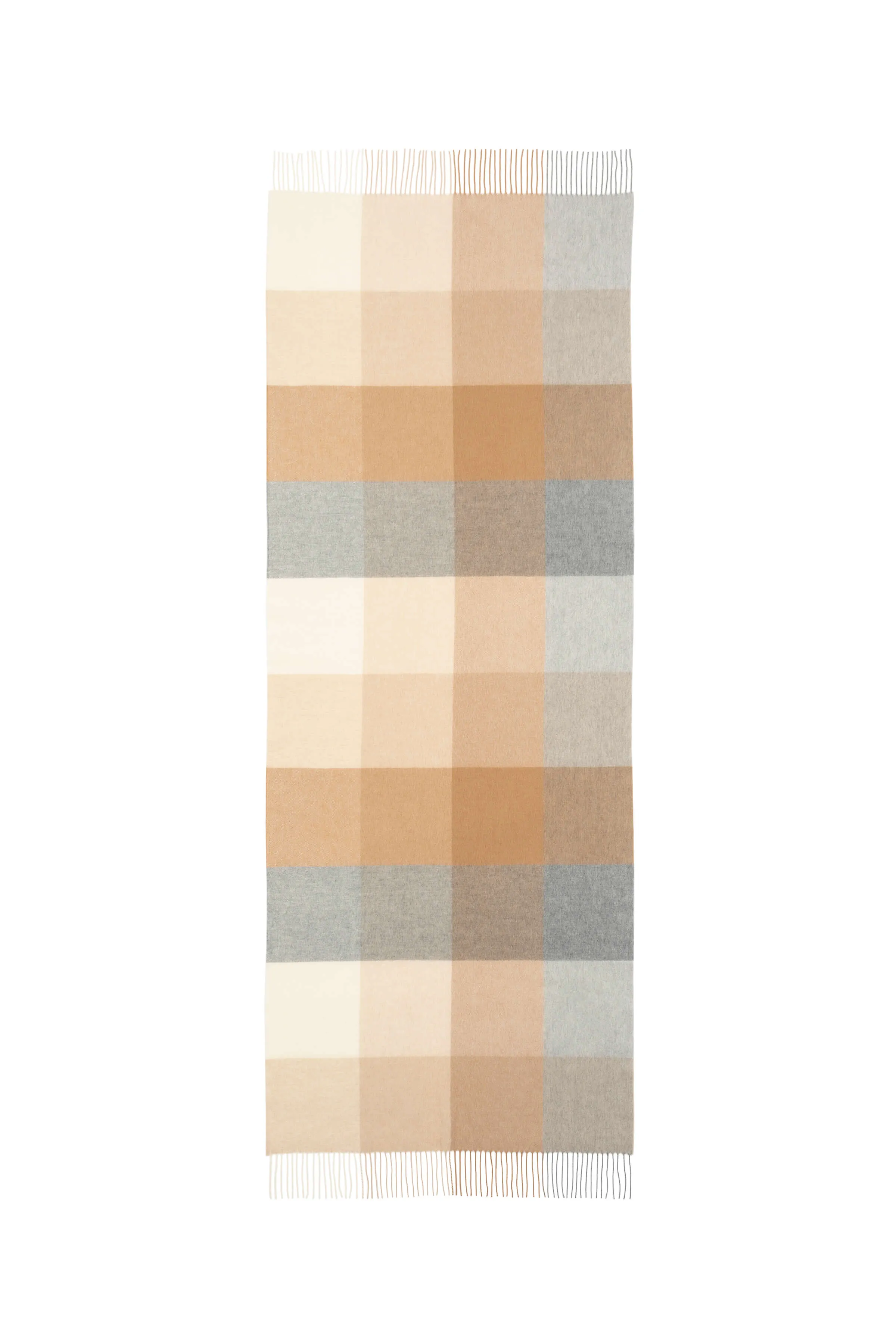 Block Check Camel Cashmere Stole sold by Johnstons of Elgin product image thumbnail 3