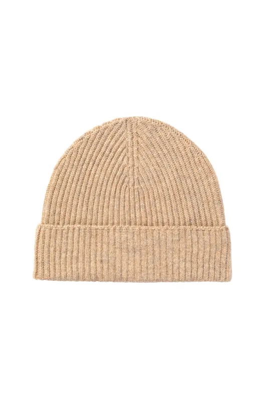 Natural Ribbed Cashmere Beanie sold by Johnstons of Elgin