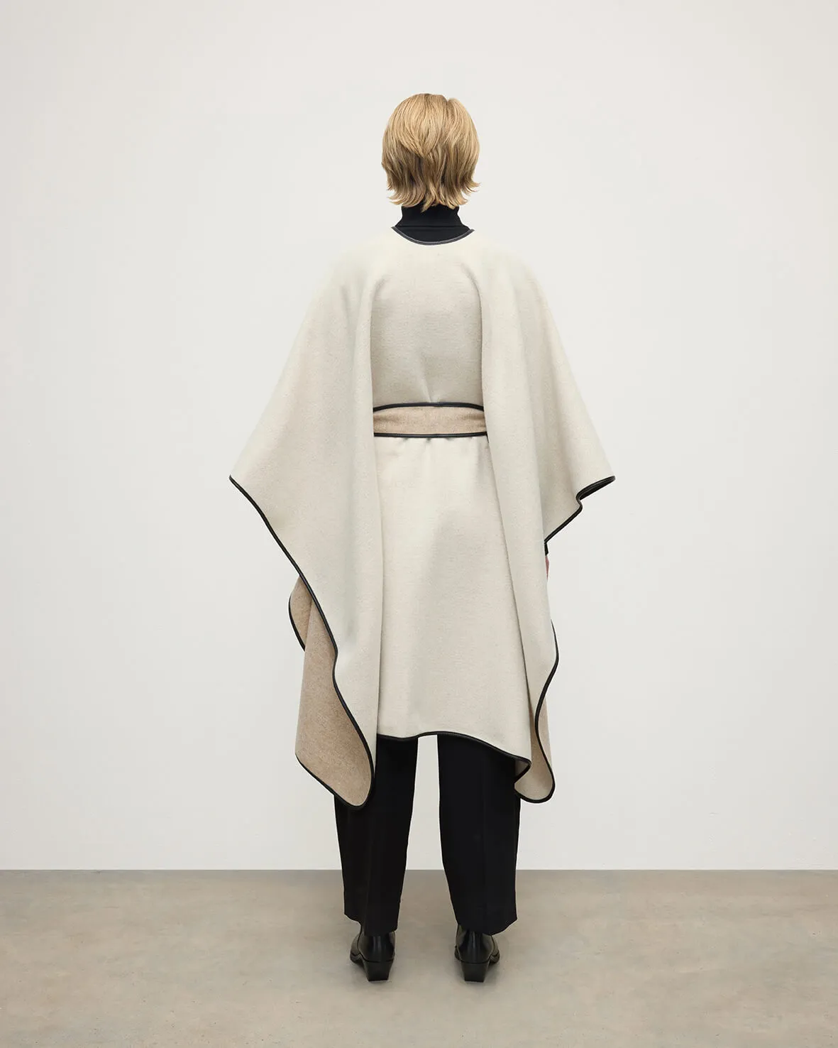 Cream Belted Cape with Leather Binding sold by Johnstons of Elgin product image thumbnail 4